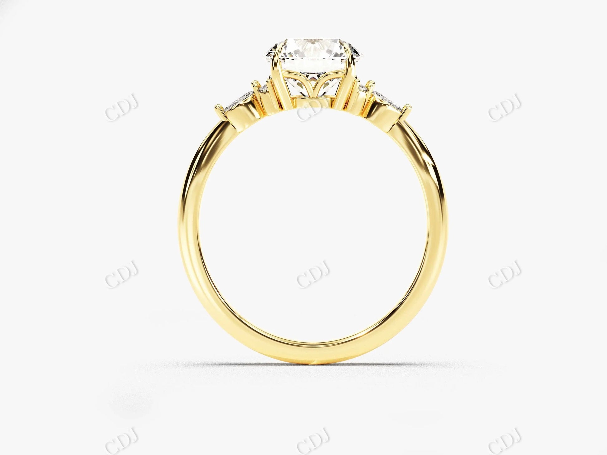 1.61CTW Accented Round Cut Moissanite Engagement Ring  customdiamjewel   