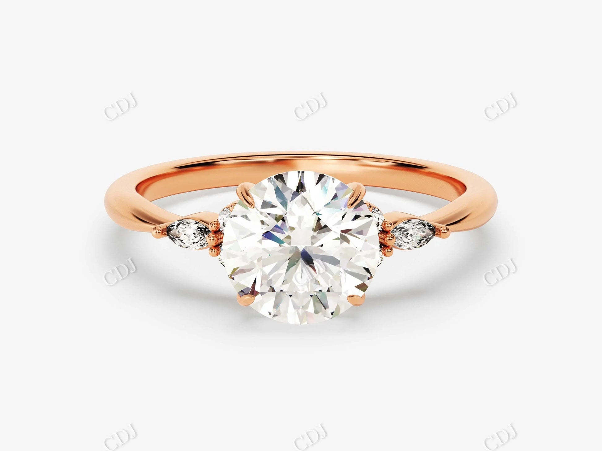 1.61CTW Accented Round Cut Moissanite Engagement Ring  customdiamjewel 10KT Rose Gold VVS-EF