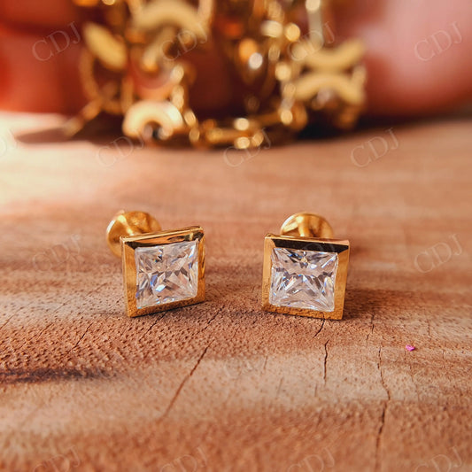 1.07CT Square Princess Cut Moissanite Earrings  customdiamjewel   