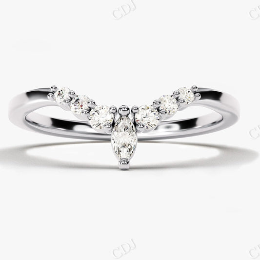 0.23CTW Vintage Marquise Lab Grown Diamond Curved Band  customdiamjewel 10KT White Gold VVS-EF