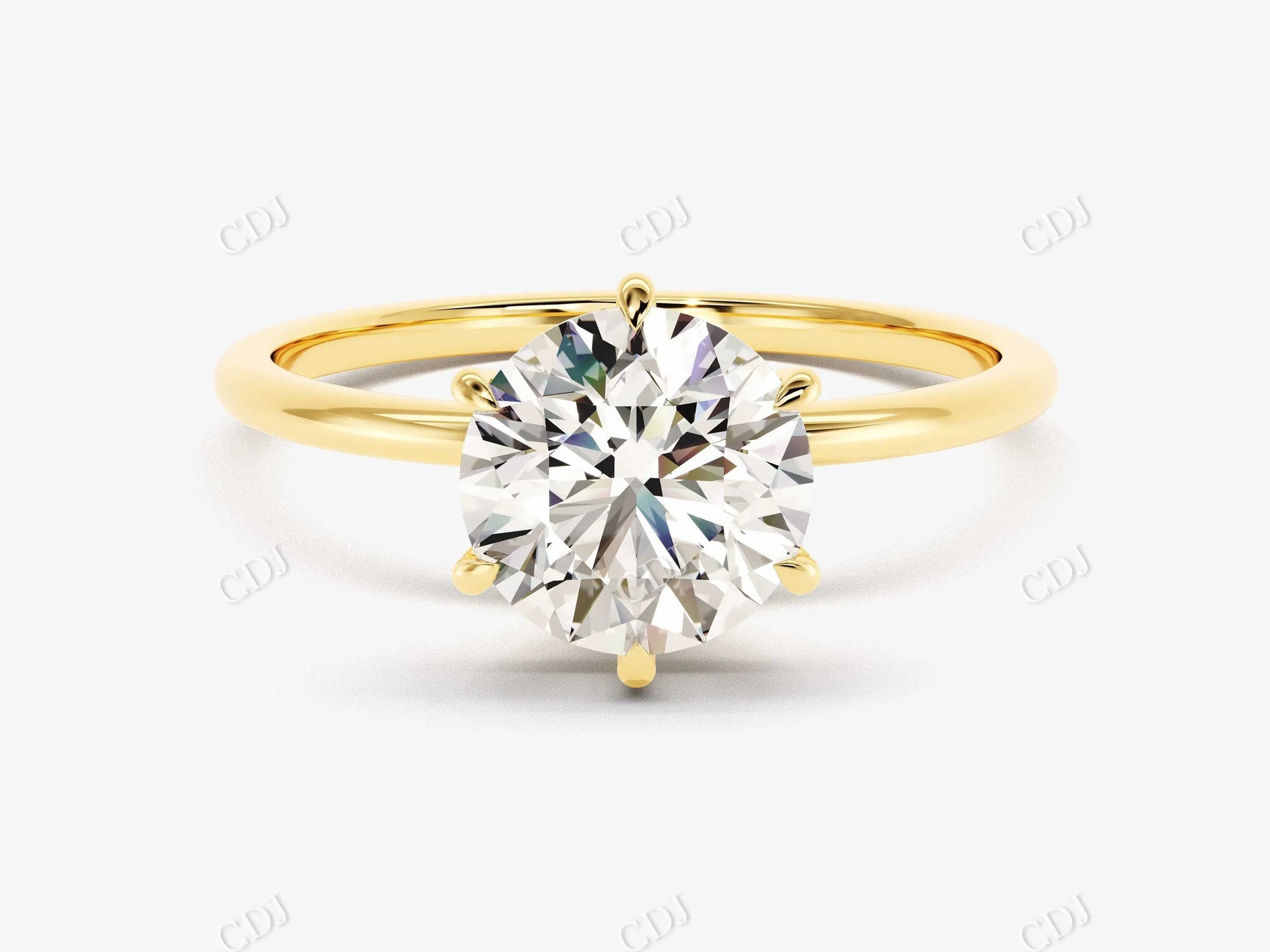 2.0CT 6 Prong Round Cut Solitaire Moissanite Engagement Ring  customdiamjewel 10KT Yellow Gold VVS-EF