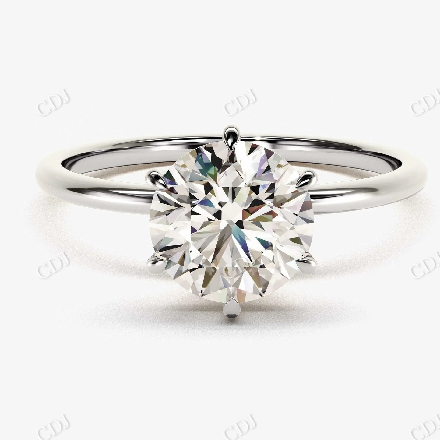 2.0CT 6 Prong Round Cut Solitaire Moissanite Engagement Ring  customdiamjewel 10KT White Gold VVS-EF