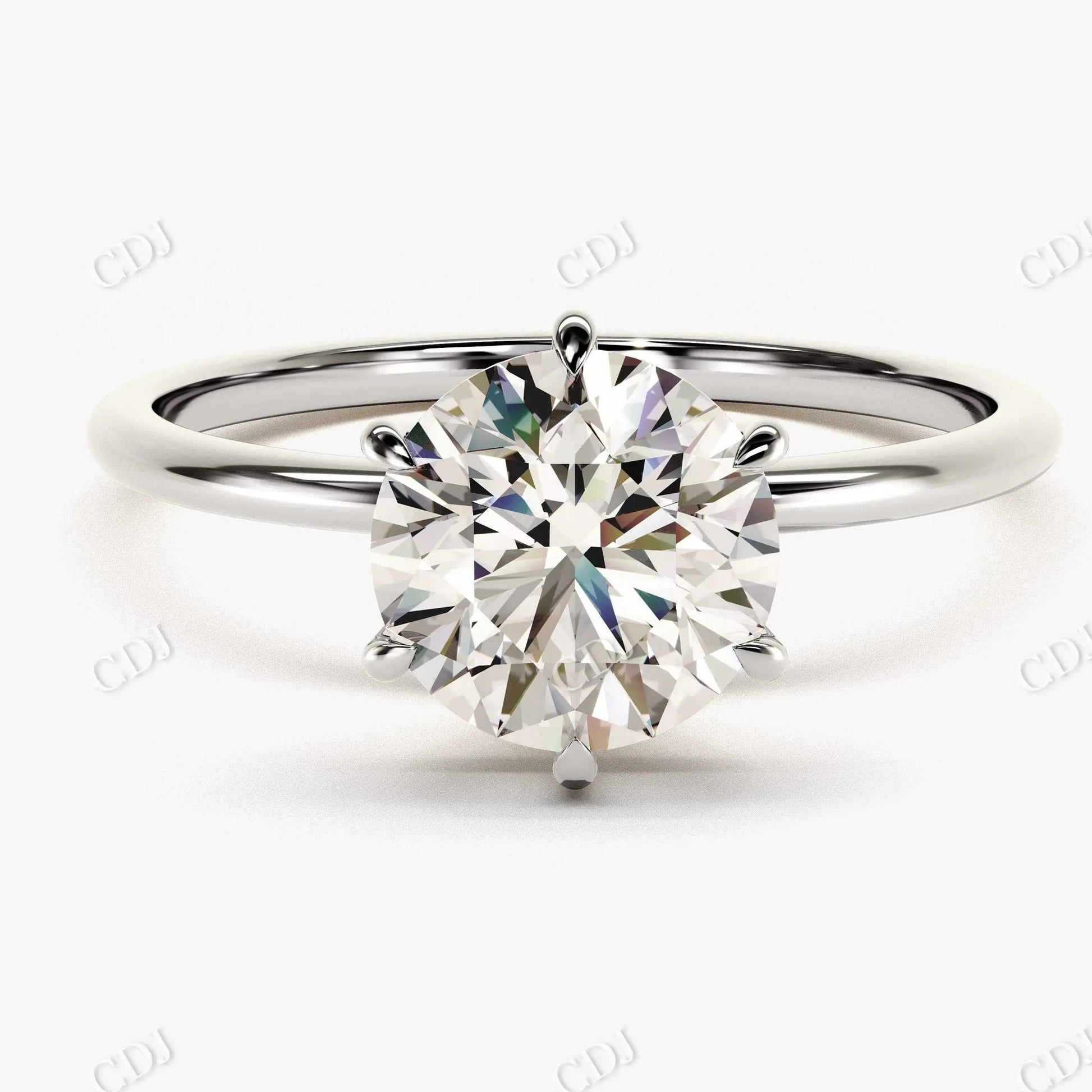 2.0CT 6 Prong Round Cut Solitaire Moissanite Engagement Ring  customdiamjewel 10KT White Gold VVS-EF