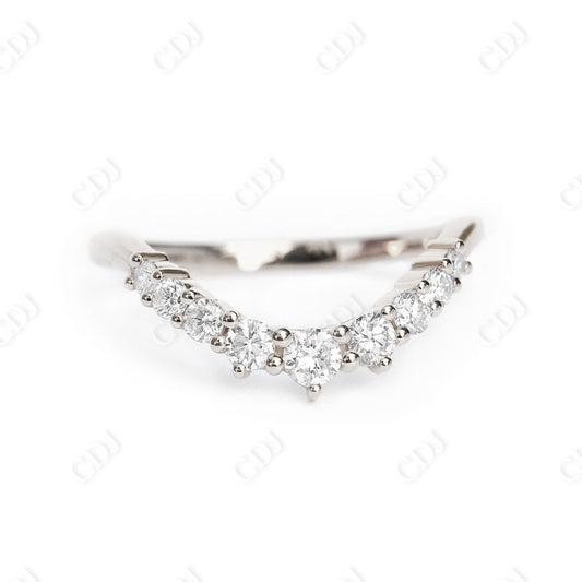 Delicate Curved Lab Grown Diamond Ring  customdiamjewel 10KT White Gold VVS-EF