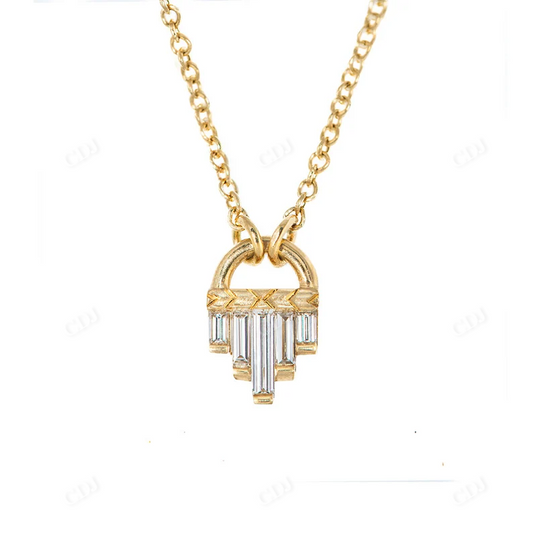 0.10ctw Baguette Cut Moissanite Necklace  customdiamjewel 10KT Yellow Gold VVS-EF