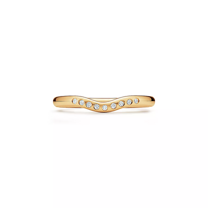 0 .06 CTW Round Cut Real Diamond Curved Wedding Band  customdiamjewel 10KT Yellow Gold VVS-EF