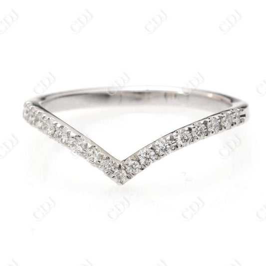 V Shaped Pave Lab Grown Diamond Chevron Wedding Band  customdiamjewel 10KT White Gold VVS-EF