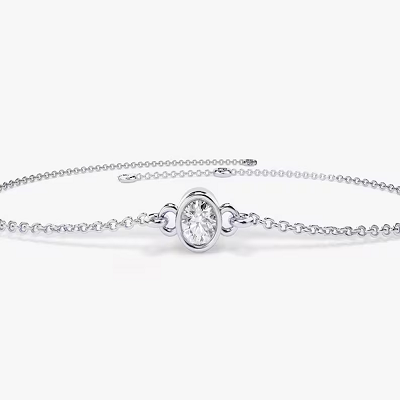 Bezel Set Diamond Bracelet for Women  customdiamjewel 10 KT Solid Gold White Gold VVS-EF