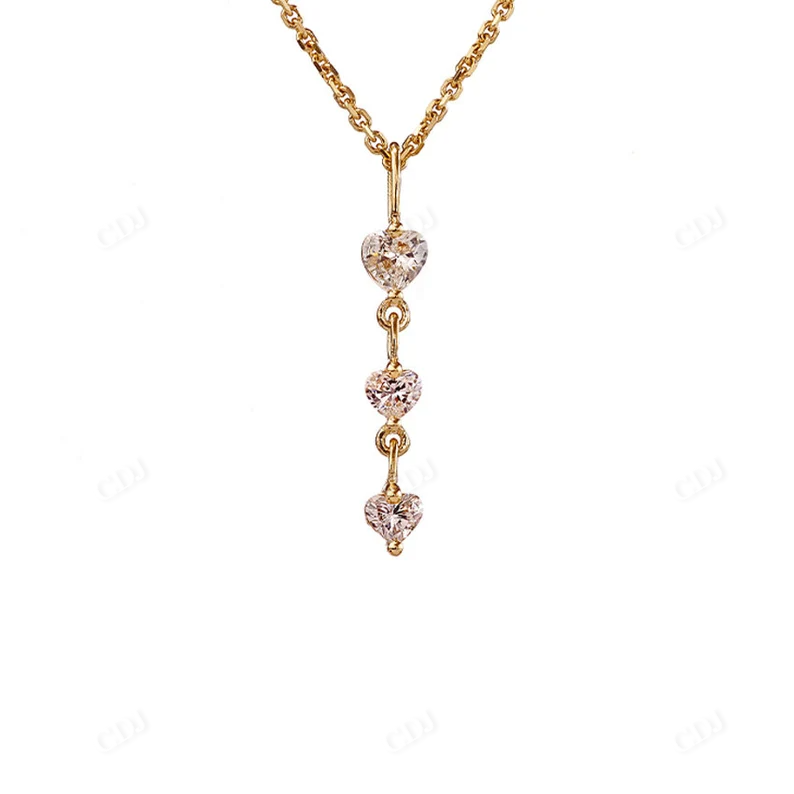 0.2ctw Heart Shape Moissanite Chain Pendant Necklace  customdiamjewel 10KT Yellow Gold VVS-EF