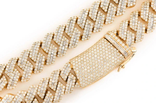 Baguette Diamonds Cuban Link Chain Necklace  customdiamjewel   