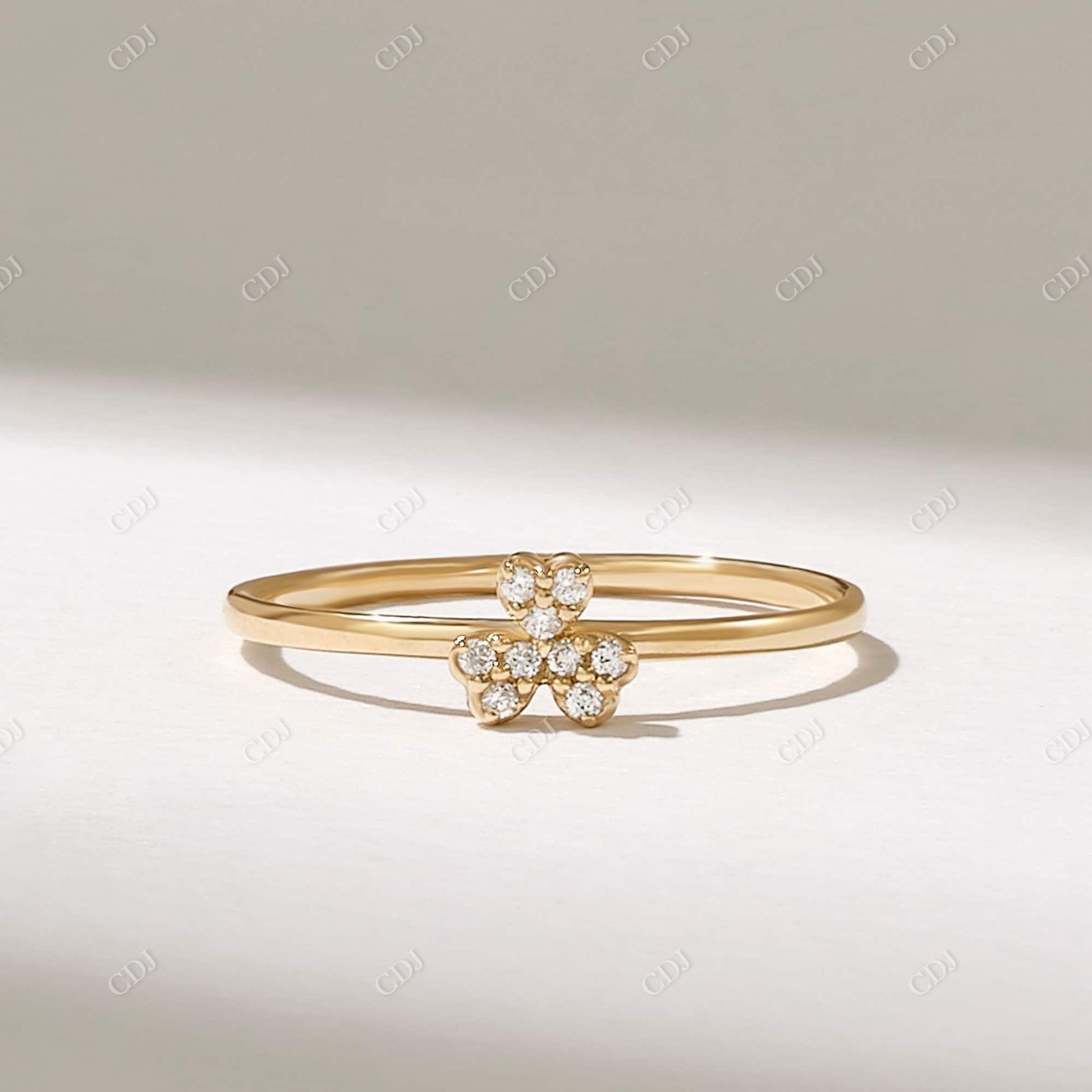 0.06CTW Lab Grown Diamond Trefoil Promise Ring  customdiamjewel 10KT Yellow Gold VVS-EF
