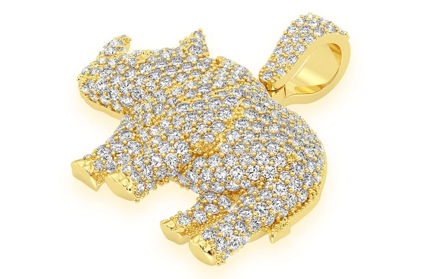 1.75CTW Round Diamond Rhinoceros Pendant  customdiamjewel   