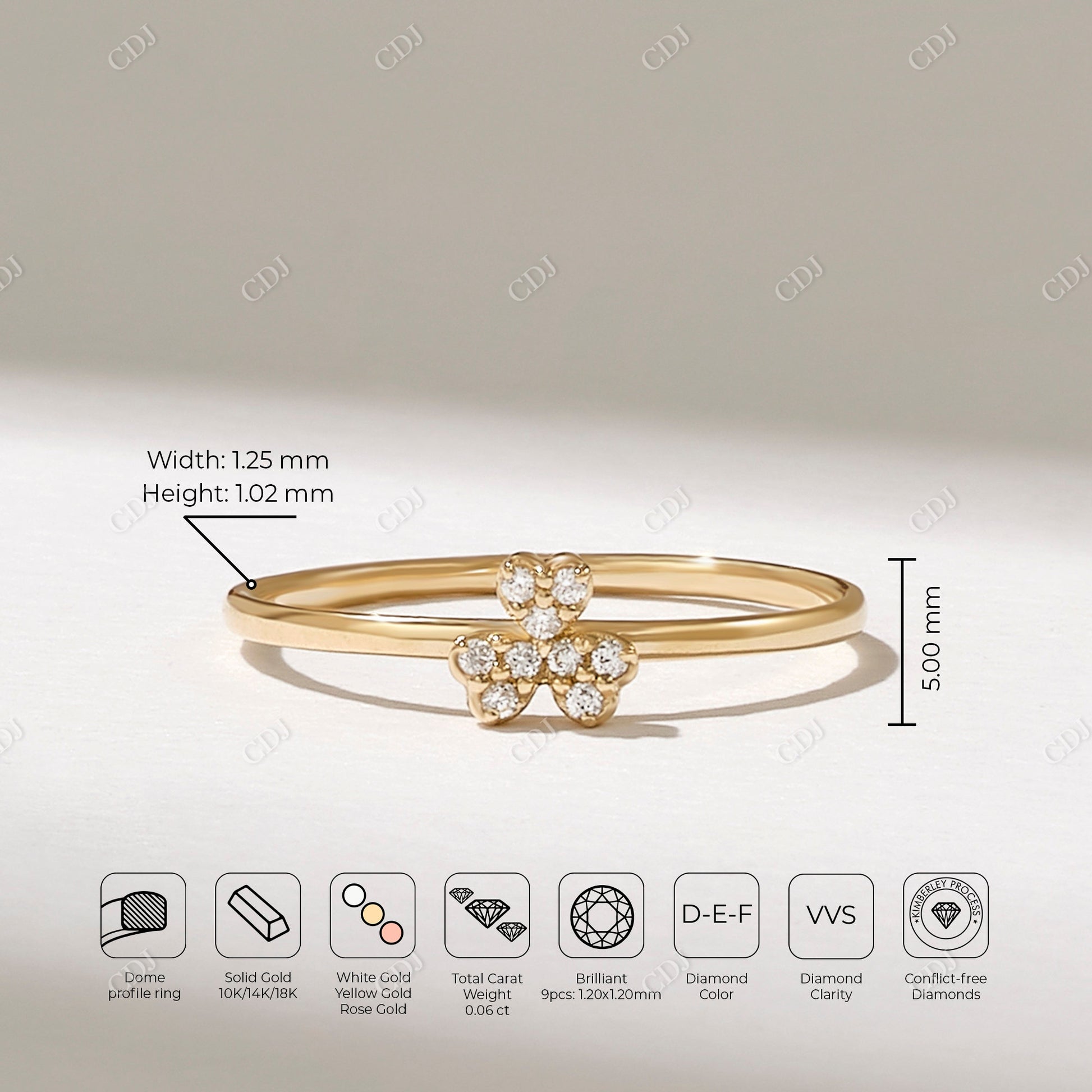 0.06CTW Lab Grown Diamond Trefoil Promise Ring  customdiamjewel   