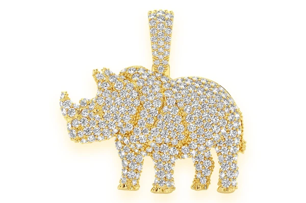 1.75CTW Round Diamond Rhinoceros Pendant  customdiamjewel   