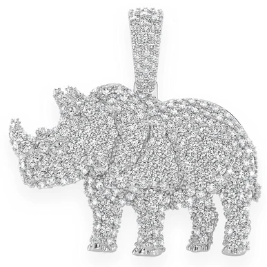 1.75CTW Round Diamond Rhinoceros Pendant  customdiamjewel   