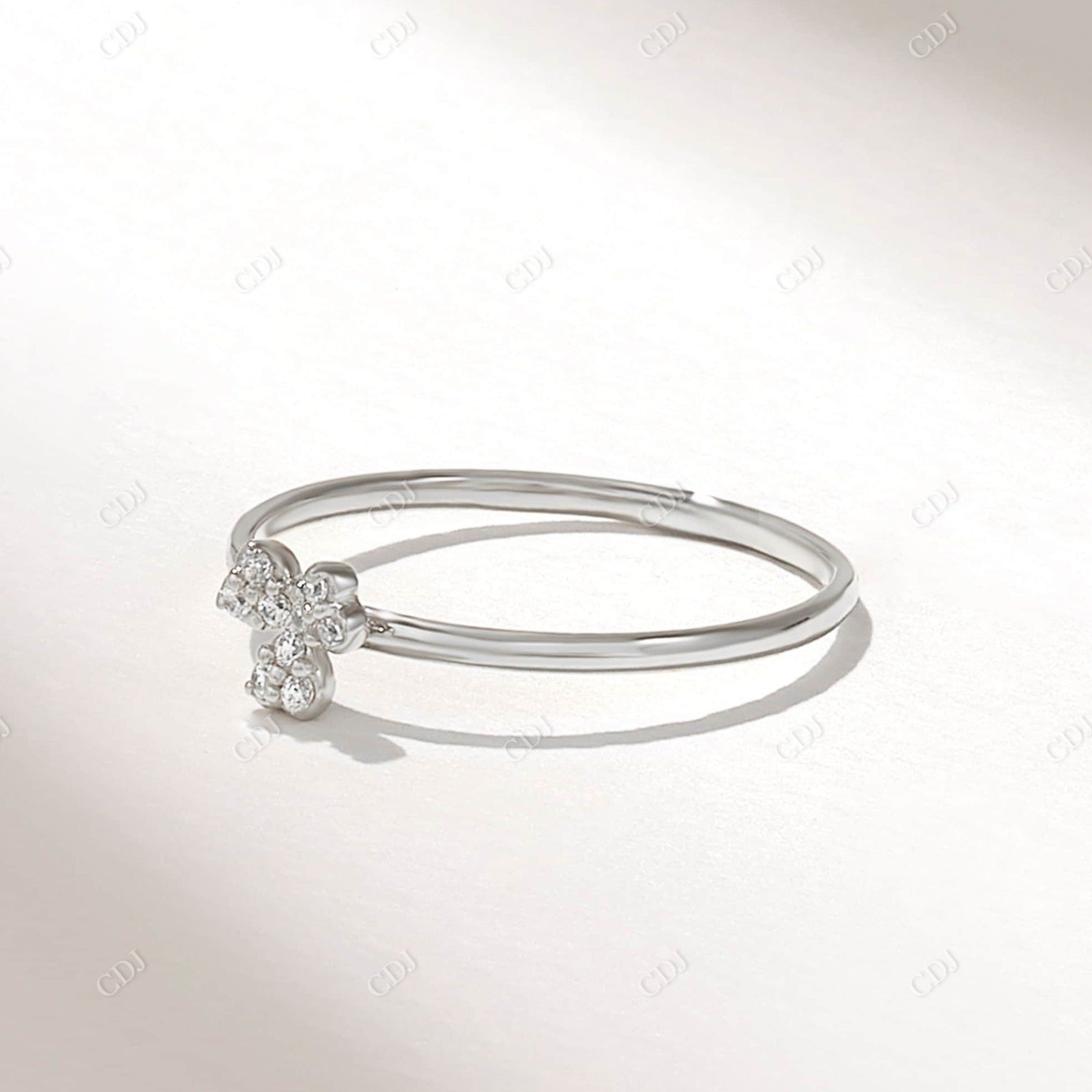 0.06CTW Lab Grown Diamond Trefoil Promise Ring  customdiamjewel 10KT White Gold VVS-EF
