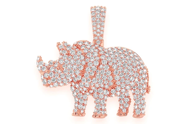 1.75CTW Round Diamond Rhinoceros Pendant  customdiamjewel   