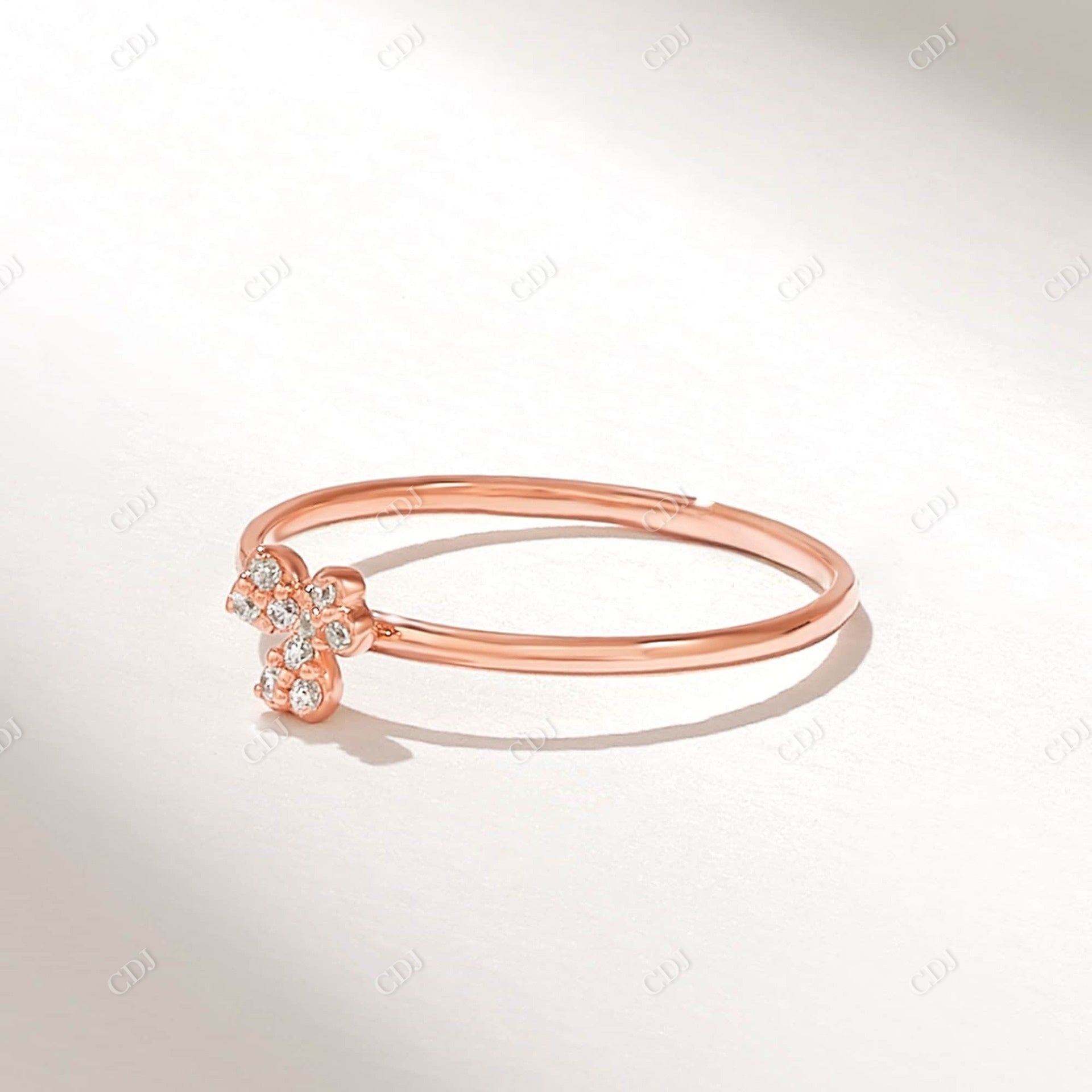 0.06CTW Lab Grown Diamond Trefoil Promise Ring  customdiamjewel 10KT Rose Gold VVS-EF
