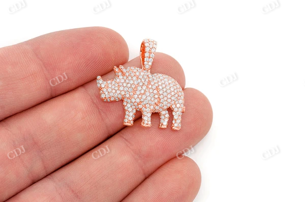 1.75CTW Round Diamond Rhinoceros Pendant  customdiamjewel   