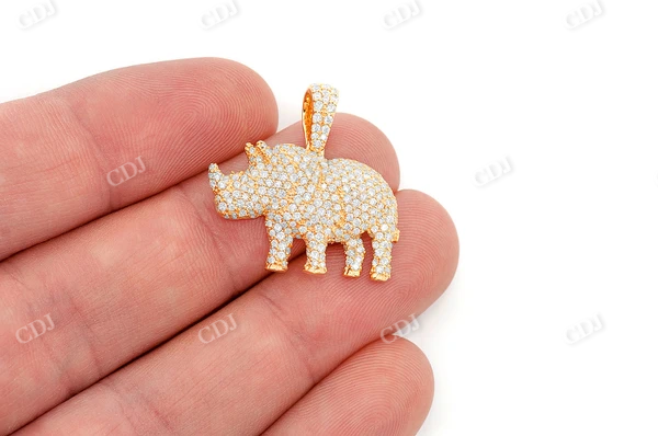 1.75CTW Round Diamond Rhinoceros Pendant  customdiamjewel   