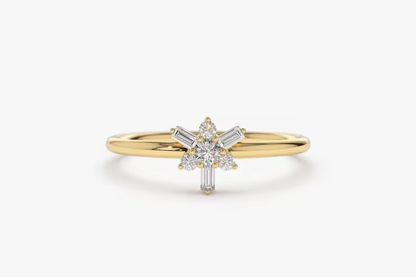 0.12CTW Multi Stone Lab Grown Diamond Engagement Ring  customdiamjewel Sterling Silver Yellow Gold VVS-EF