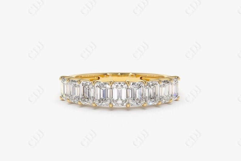 1.01CTW Lab Grown Emerald Cut Diamond Wedding Band  customdiamjewel Sterling Silver Yellow Gold VVS-EF