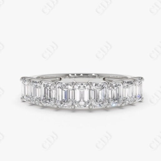 1.01CTW Lab Grown Emerald Cut Diamond Wedding Band  customdiamjewel Sterling Silver White Gold VVS-EF