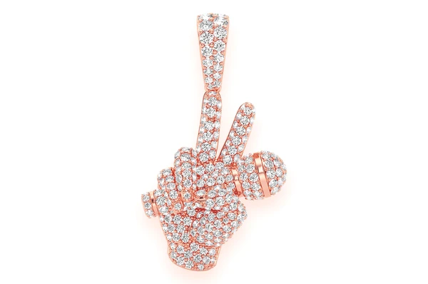 2.66CTW Peace Sign Mic Diamond Pendant  customdiamjewel   