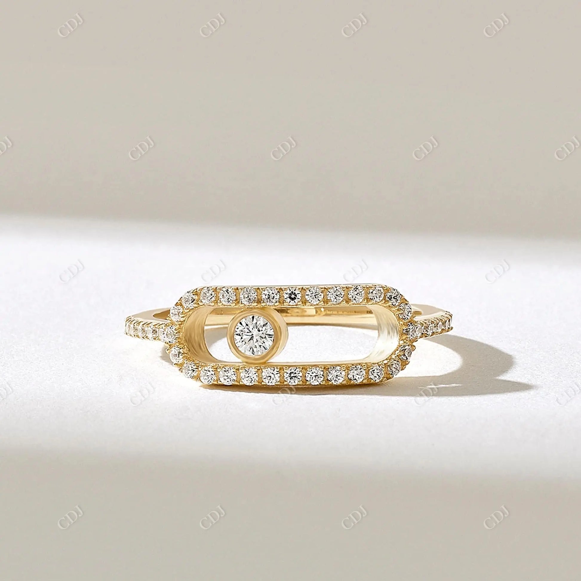 0.43CTW Pave Lab Grown Diamond Paperclip Ring  customdiamjewel 10KT Yellow Gold VVS-EF