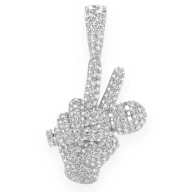 2.66CTW Peace Sign Mic Diamond Pendant  customdiamjewel   