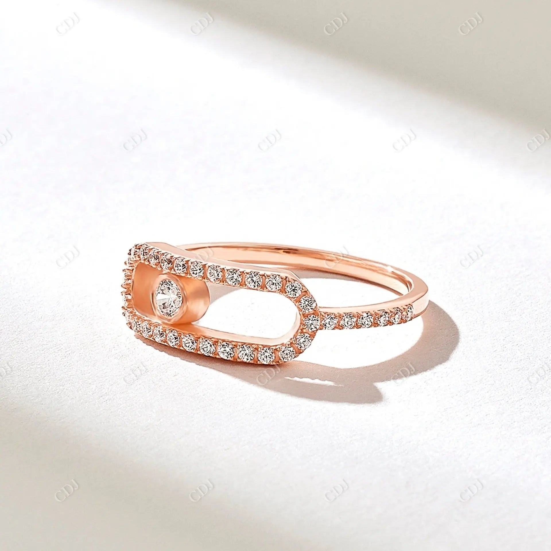 0.43CTW Pave Lab Grown Diamond Paperclip Ring  customdiamjewel 10KT Rose Gold VVS-EF