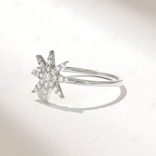 0.16CTW Round Lab Grown Diamond Star Ring  customdiamjewel 10KT White Gold VVS-EF