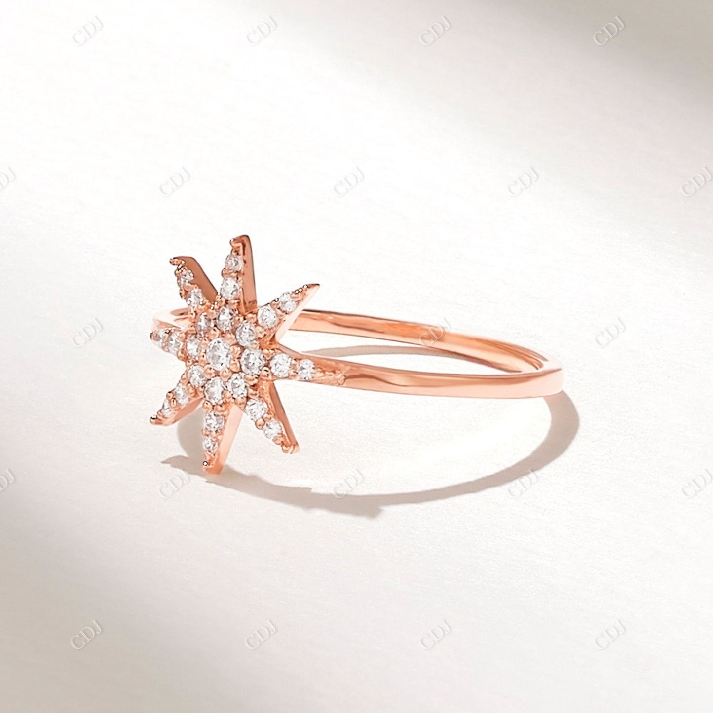 Real 0.16CTW Round Diamond Star Ring  customdiamjewel 10KT Rose Gold VVS-EF