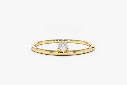 0.05CTW Single Solitaire Lab Grown Diamond Ring  customdiamjewel Sterling Silver Yellow Gold VVS-EF