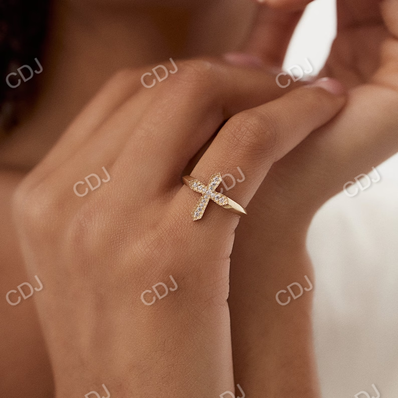 Pave Setting Religious Diamond Cross Wedding Ring  customdiamjewel   