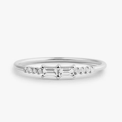 0.25CTW Minimalist Baguette Lab grown Diamond Ring  customdiamjewel Sterling Silver White Gold VVS-EF