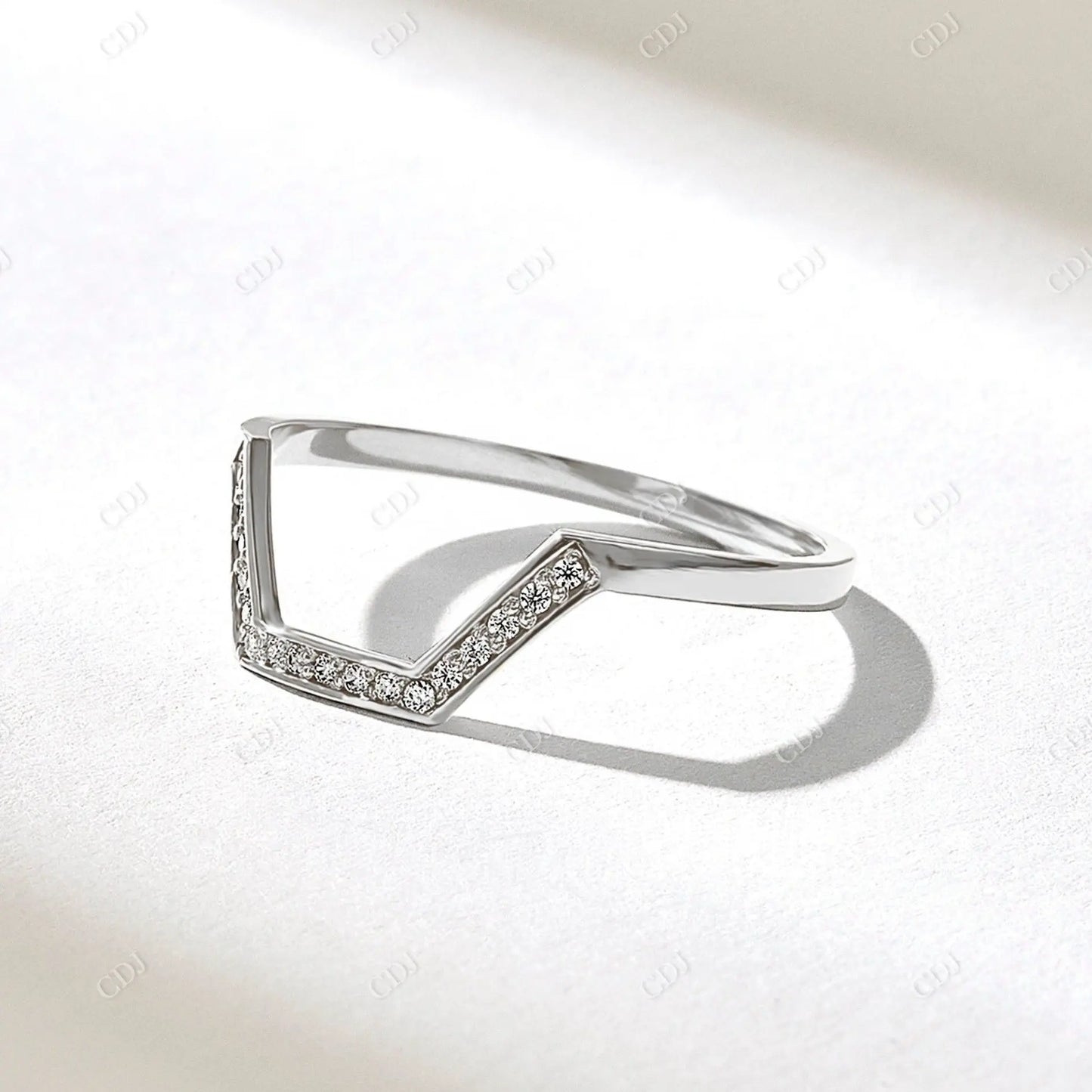 0.17CTW Round CVD Half Hexagon Geometric Ring  customdiamjewel 10KT White Gold VVS-EF