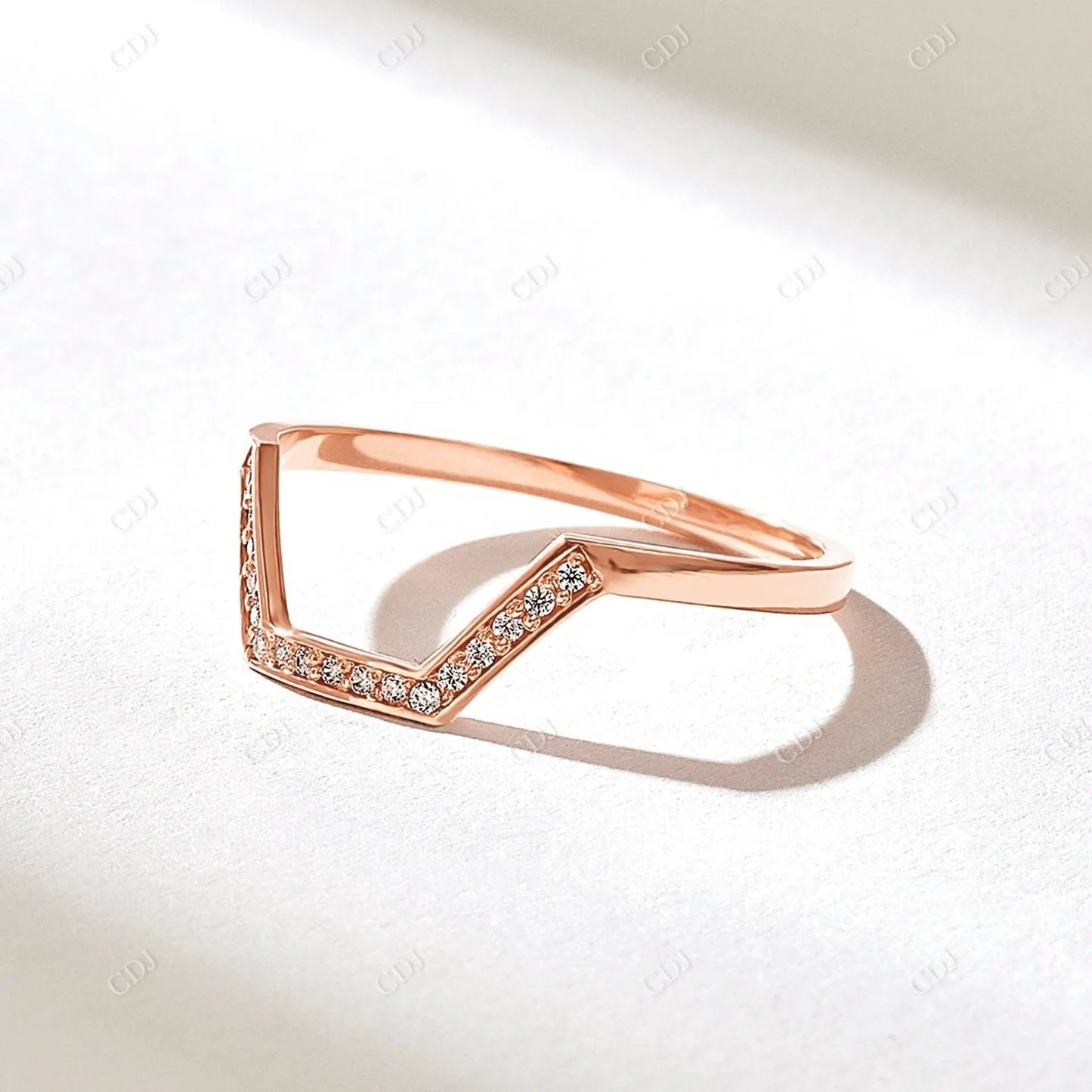 0.17CTW Round CVD Half Hexagon Geometric Ring  customdiamjewel 10KT Rose Gold VVS-EF