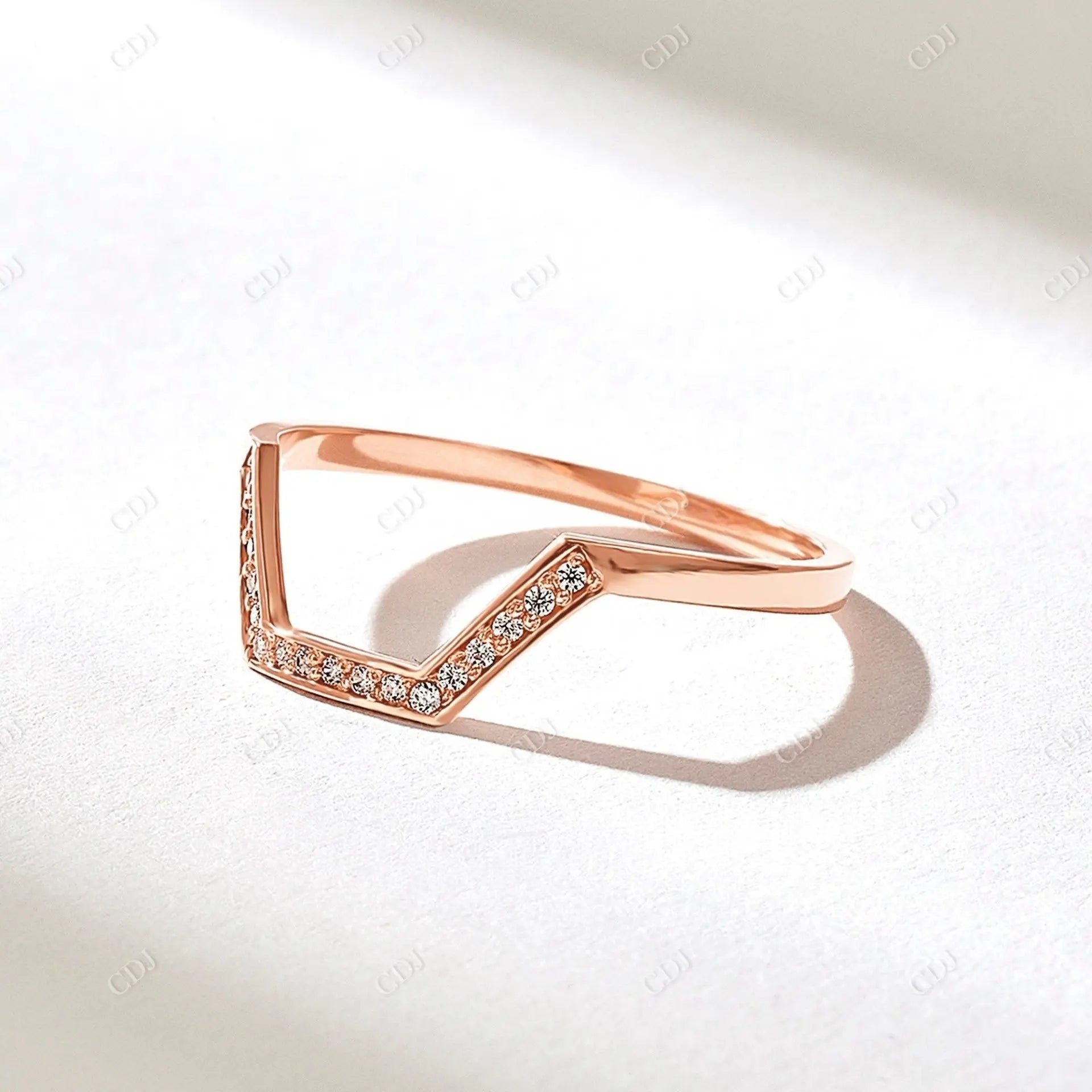 0.17CTW Round CVD Half Hexagon Geometric Ring  customdiamjewel 10KT Rose Gold VVS-EF