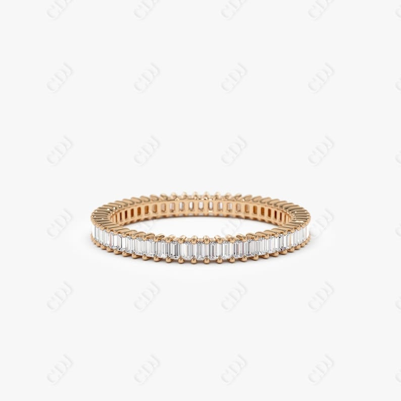 0.75CTW Baguette Cut Lab Grown Diamond Wedding Band  customdiamjewel Sterling Silver Rose Gold VVS-EF