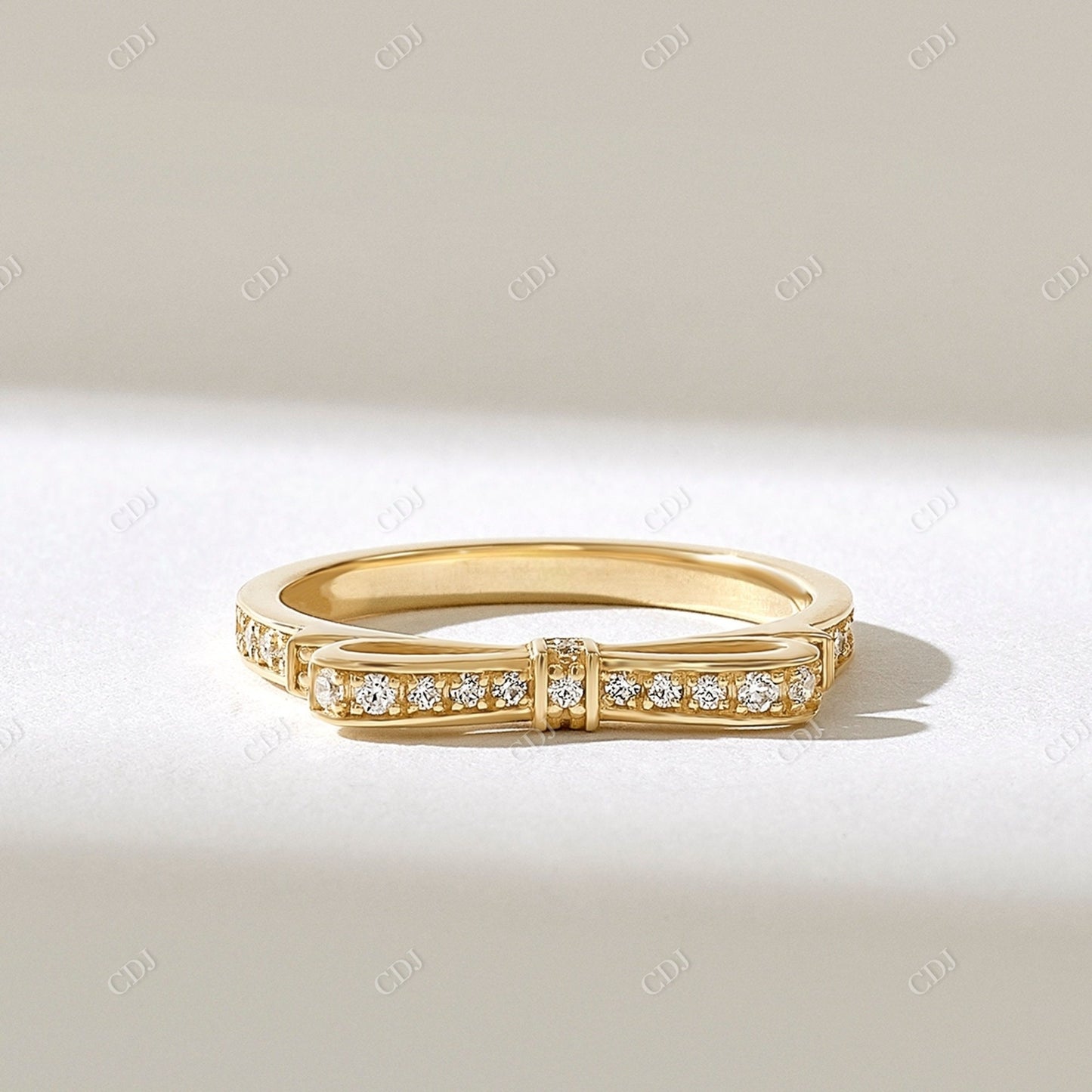 Lab Grown Round 0.20CTW Diamond Unique Ribbon Ring  customdiamjewel 10KT Yellow Gold VVS-EF