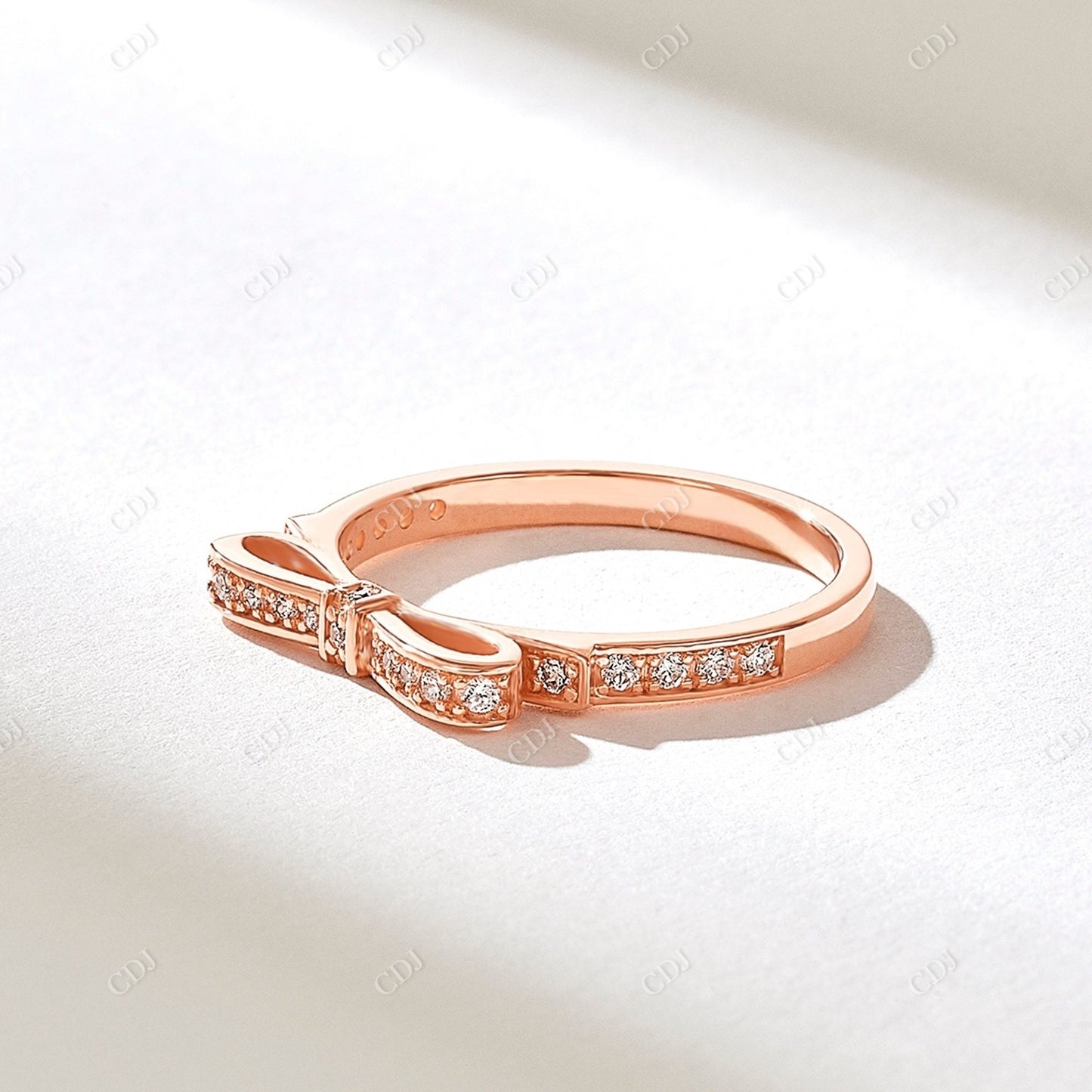 Lab Grown Round 0.20CTW Diamond Unique Ribbon Ring  customdiamjewel 10KT Rose Gold VVS-EF