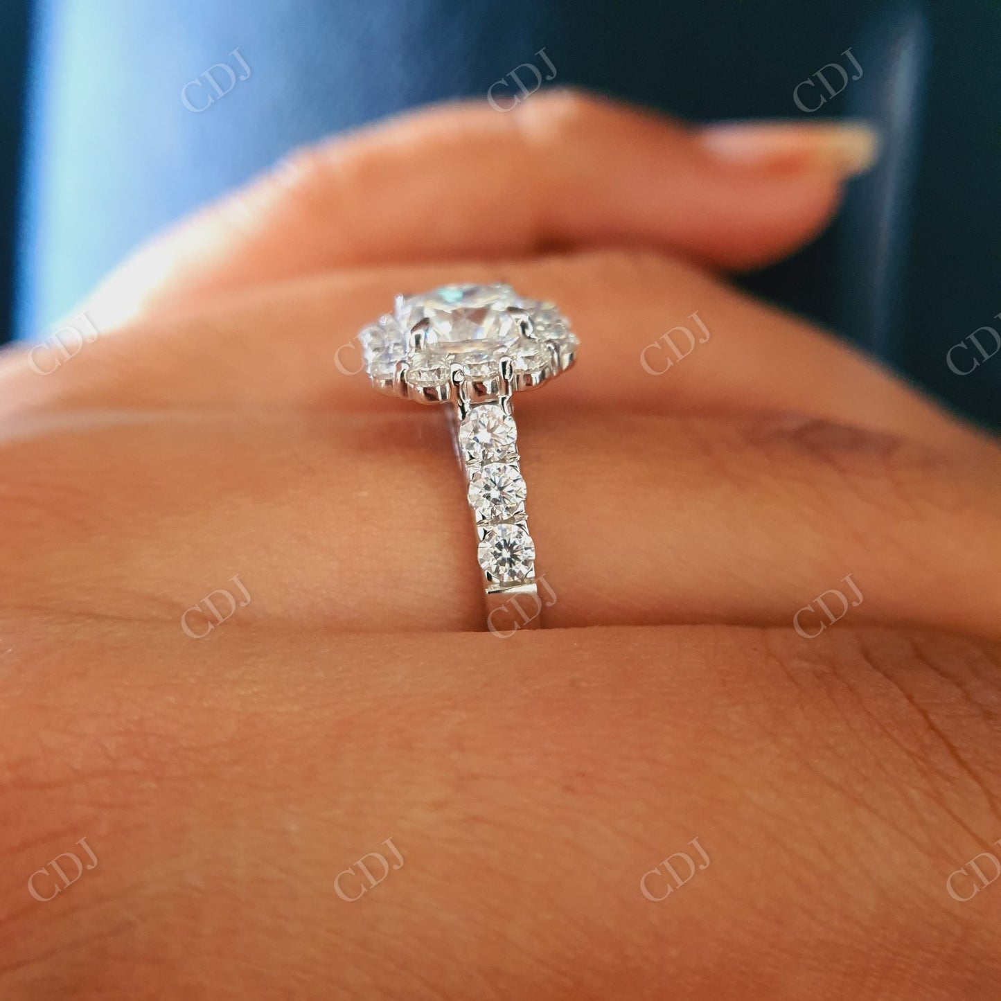 Cushion Cut Moissanite Halo Setting Engagement Ring  customdiamjewel   