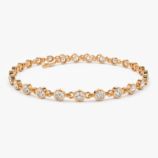 14k Gold Bezel Setting Natural Diamond Unique Bracelet  customdiamjewel 10 KT Solid Gold Rose Gold VVS-EF