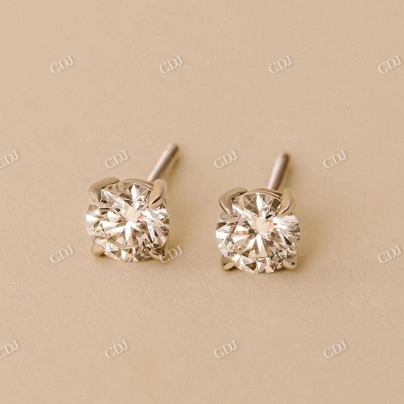 Round Cut Moissanite Diamond 14K Solid Gold stud Earrings  customdiamjewel   