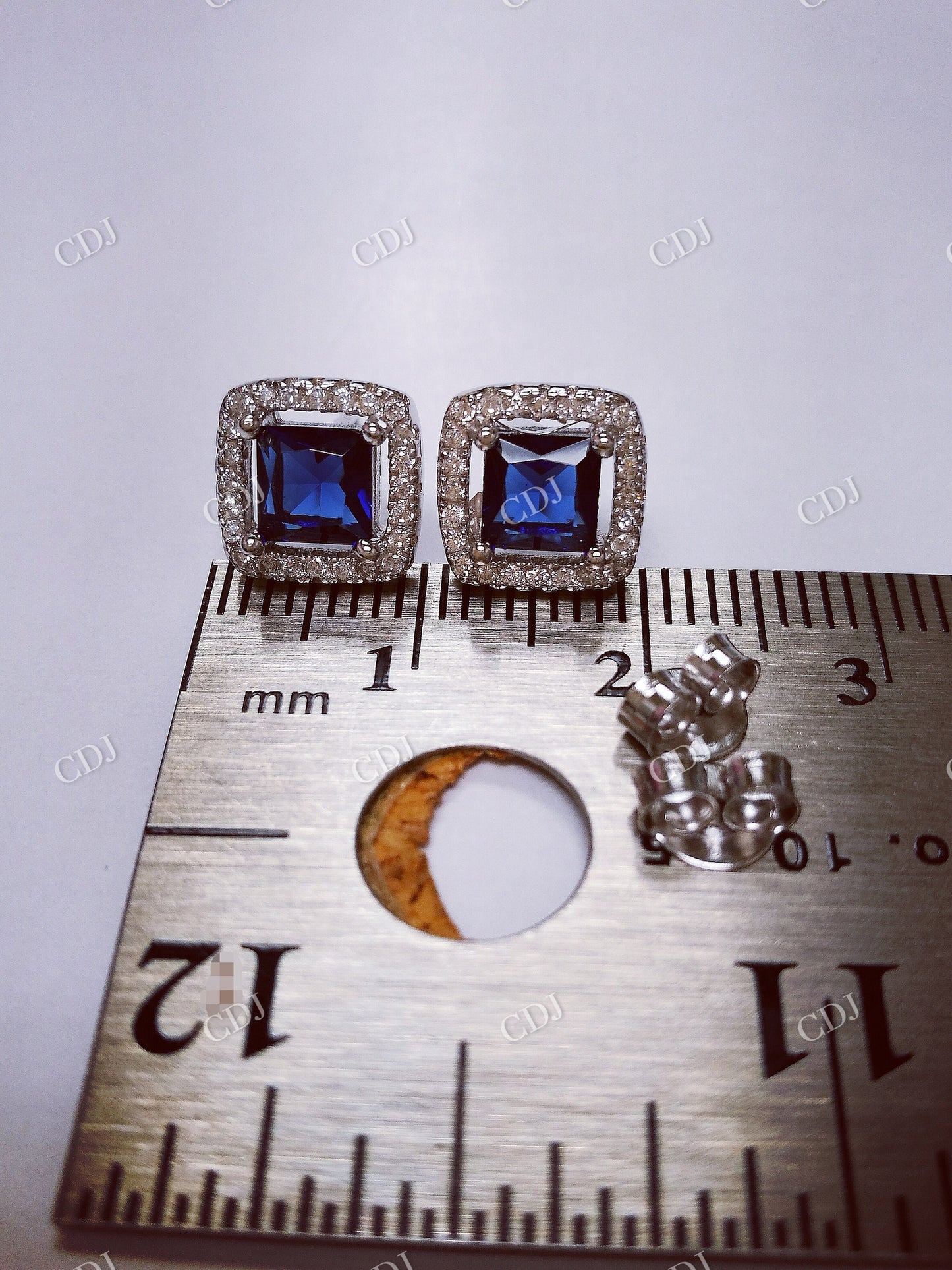 Blue Moissanite Stud Diamond Earrings  customdiamjewel   