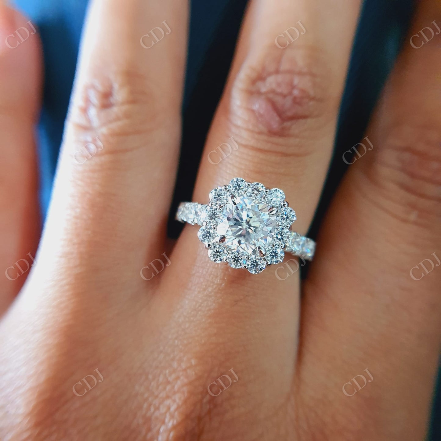 Cushion Cut Moissanite Halo Setting Engagement Ring  customdiamjewel   