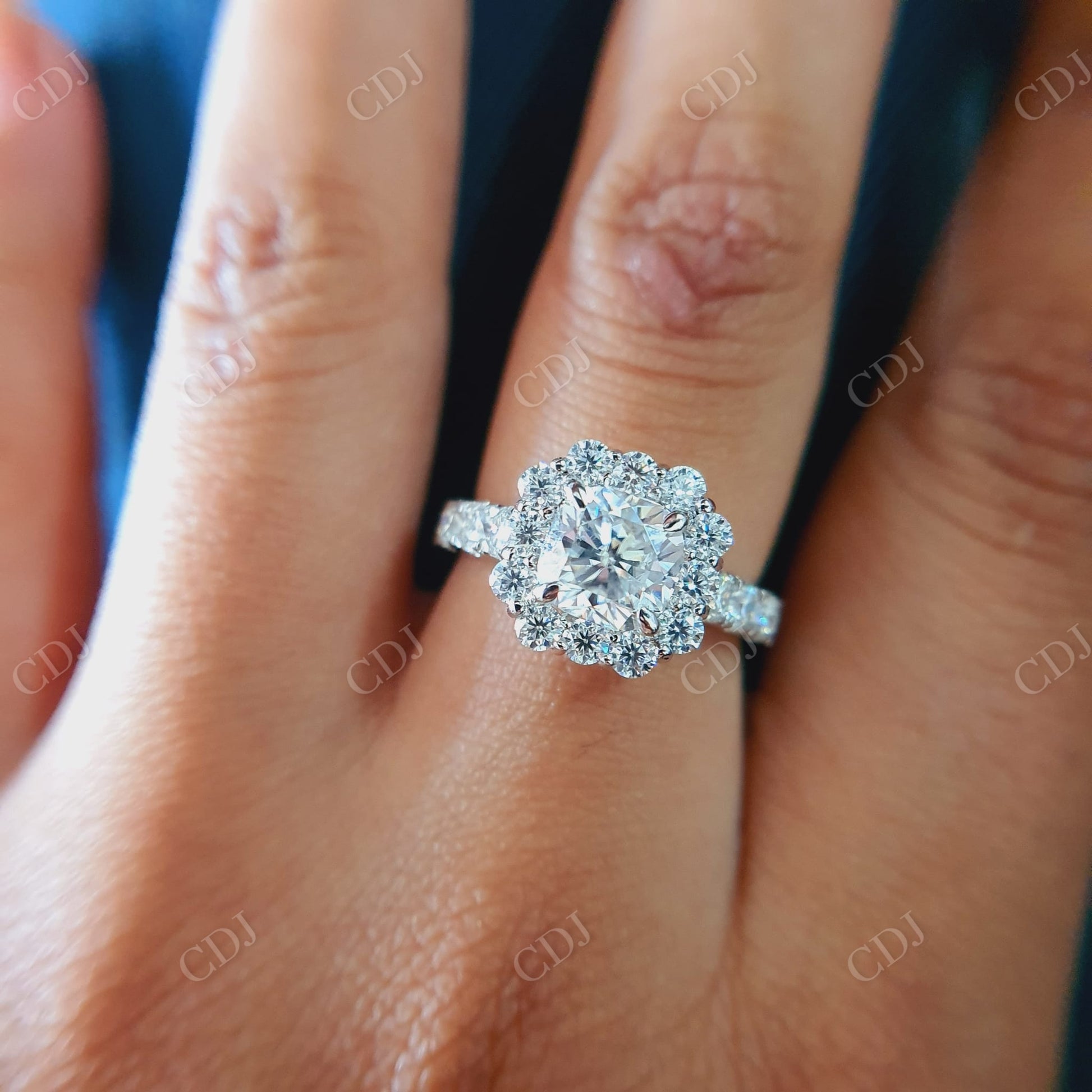 Cushion Cut Moissanite Halo Setting Engagement Ring  customdiamjewel   