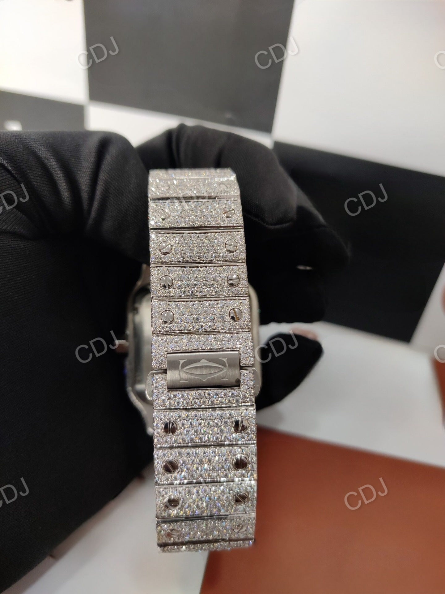 Blue Dial Diamond Cartier Hip Hop Watch  customdiamjewel   