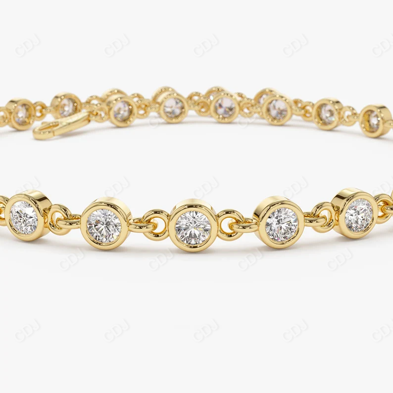 14k Gold Genuine Diamond Bezel Setting Women's Bracelet  customdiamjewel   